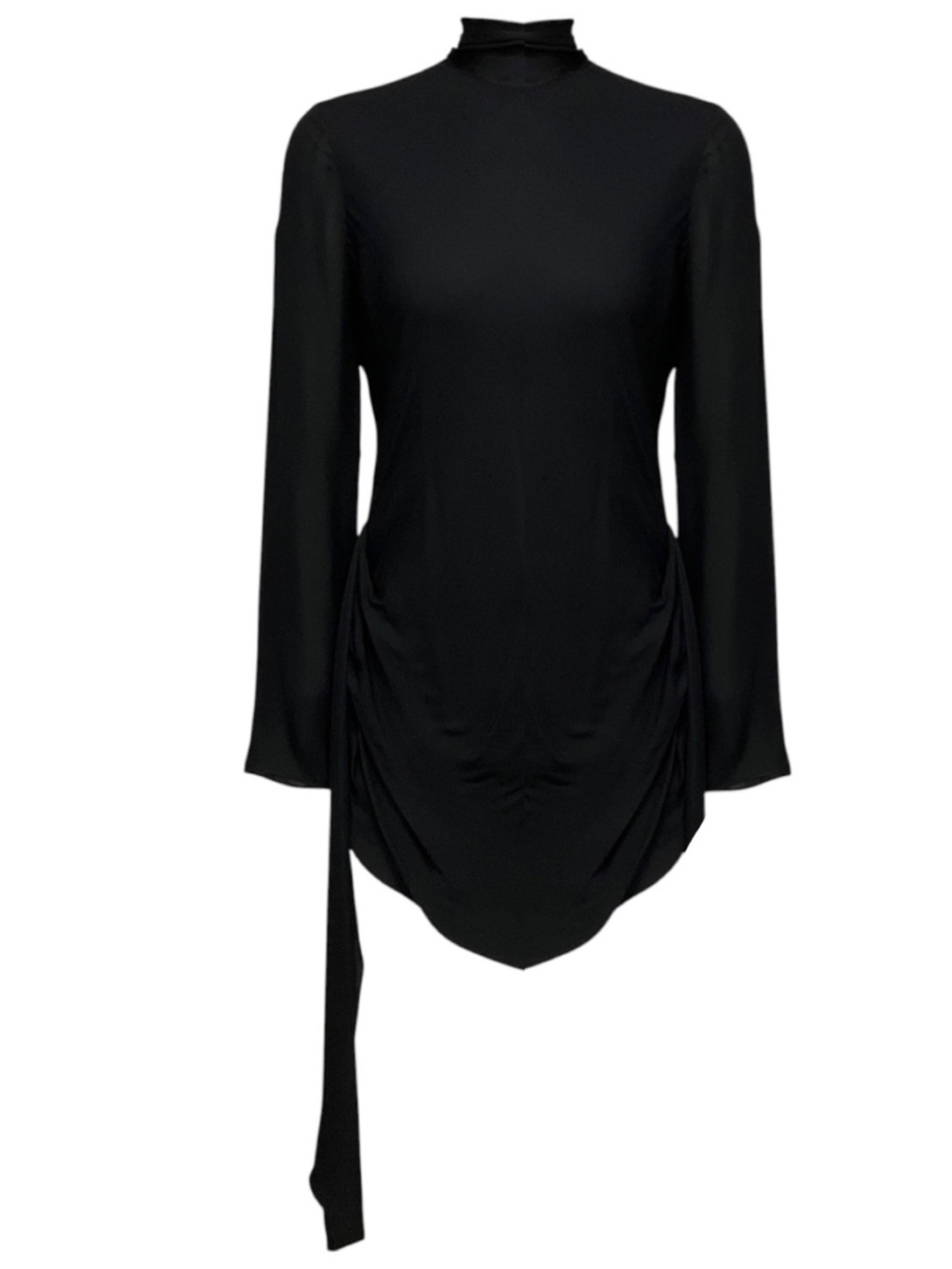 BRANDON MAXWELL BLACK SILK GEORGETTE RAINA DRESS